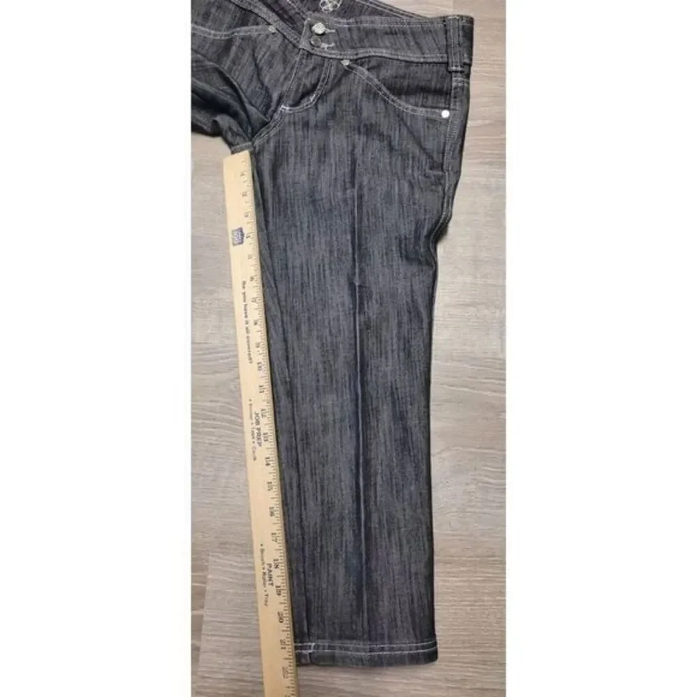 Bebe Jeans‎ Women's Dark Wash Stretch Double Button Slim Crop Jeans Size 28